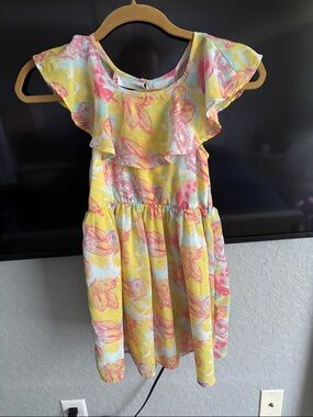 Holiday Editions Yellow & Pink Floral Ruffle Dress for Kids